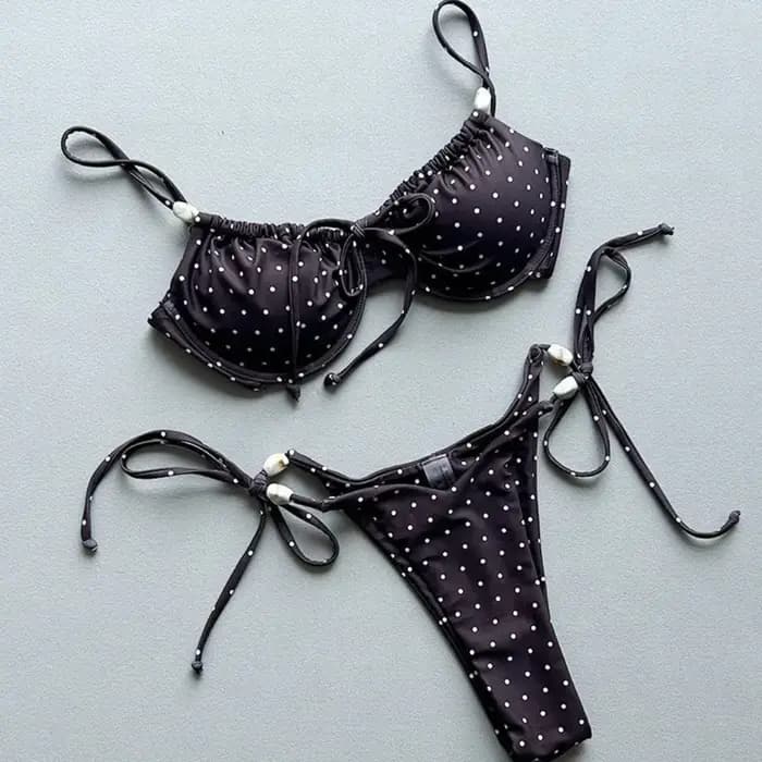 Nouveau maillot de bain sexy marron à lacets au dos