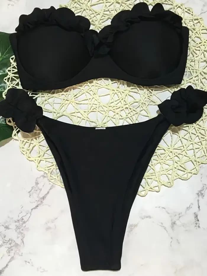 Soutien-gorge à volants coupe Bikinis 2025 Bandeau Bikinis femmes maillot de bain maillot de bain po
