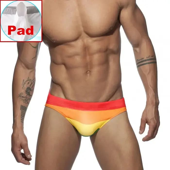 Maillot de bain arc-en-ciel Sexy pour hommes, culotte de sport, maillot de bain, Bikini, drapeau Gay, sous-vêtements de plage, de Surf