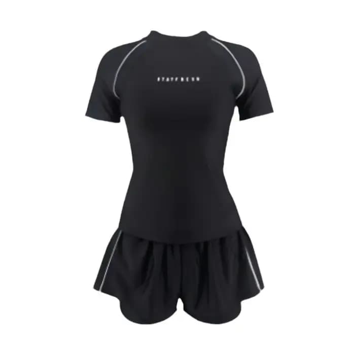 Maillot de bain de sport, maillot de bain, nouvel ensemble deux pièces grande taille pour femmes, manches courtes, maillot de bain conservateur pour étudiants, printemps chaud