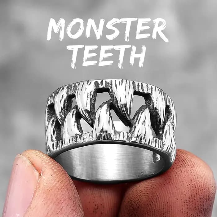 Bagues en acier inoxydable pour hommes, dents de bête, monstre démon, Punk, hip hop, Unique, tendance, bijoux de motard, cadeau créatif, vente en gros