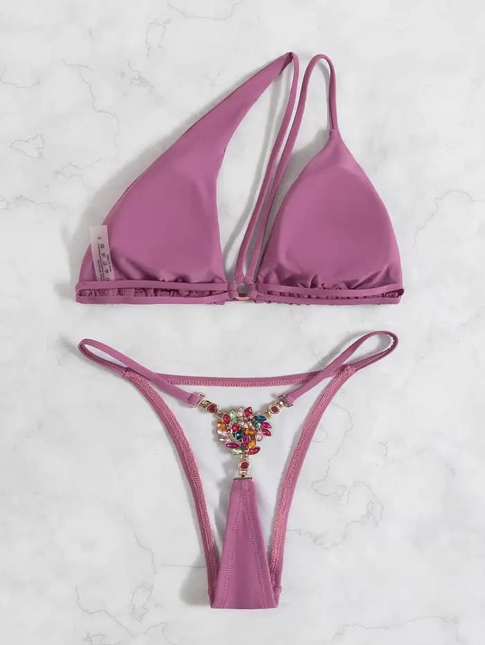 DEKA nouveau Sexy une épaule Bikini femme string maillot de bain femmes diamant maillots de bain deux pièces Bikini ensemble baigneur maillot de bain bain