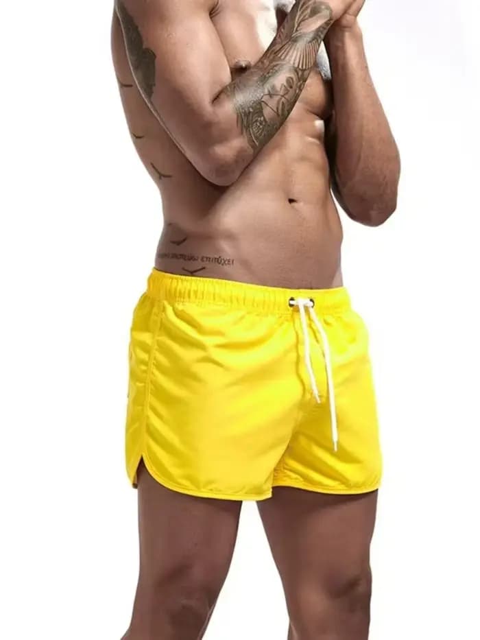 Short de bain pour homme 2025 – Cordon de serrage, uni, respirant, doux, décontracté, streetwear quotidien