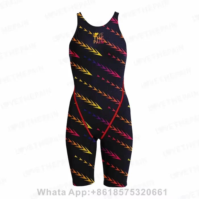 Maillot de bain une pièce pour femmes, compétition, entraînement, technologie du dos, col au genou,