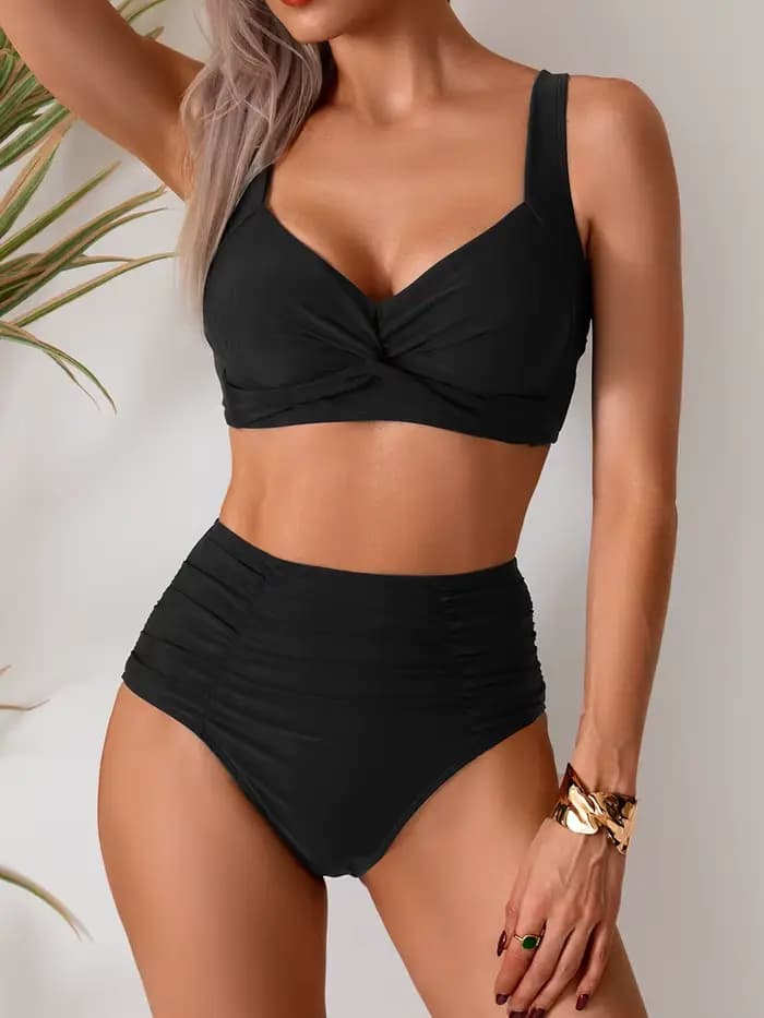 Maillot de bain noir deux pièces pour femmes