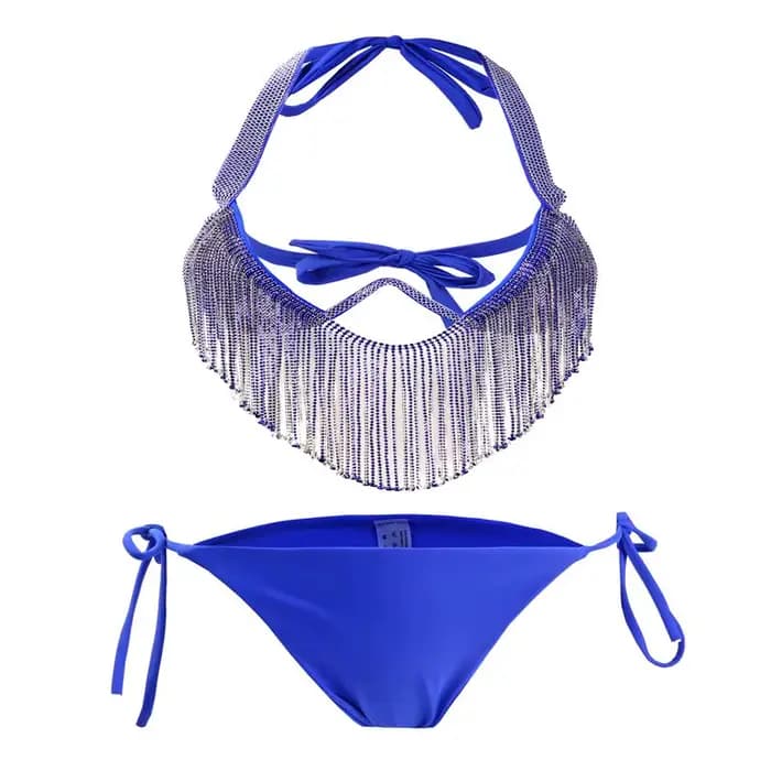 Maillot de bain avec strass et pierres scintillantes, ensemble Bikini, diamants, bikini, vacances, 2