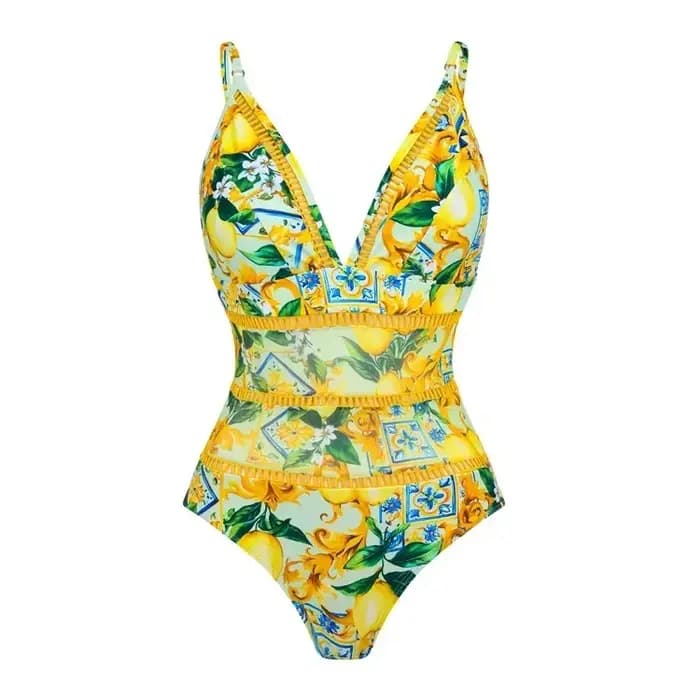 Nouvelle Collection de la Saison : Maillot de Bain Bikini Imprimé Citron