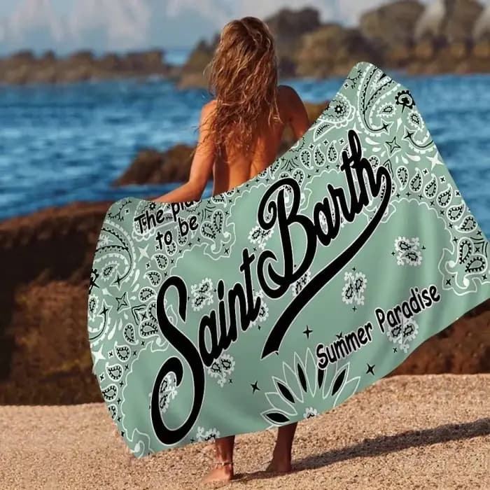 Nouvelle serviette de plage Saint Barth 2026 en microfibre à séchage rapide