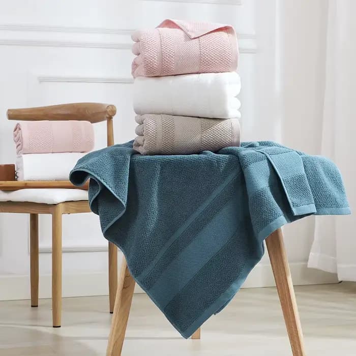 Serviette de bain 100% coton pour adulte, absorbante, couleur pure, douce pour la peau, lavage du visage et des mains
