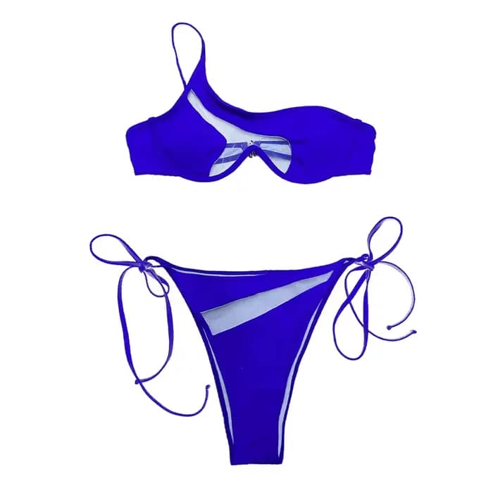 Cikini-Ensemble de bikini à une épaule pour femme, maillot de bain évidé, maillot de bain de plage, mode sexy, été