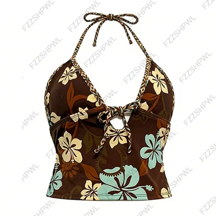 Femmes été maillots de bain ensemble Bikini doux bleu Plaid plage vacances pur désir Sexy 2 pièces maillot
