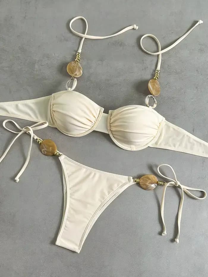 Nouvel ensemble de bikini sexy pour femme, dos nu, style européen et américain, couleur unie, mode p