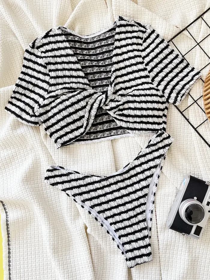 Femmes maillot de bain Sexy Bikini à manches courtes maillots
