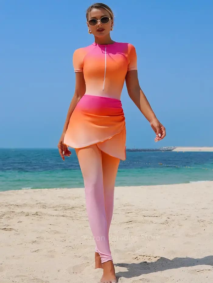 Nouveau maillot de bain modeste pour femmes à manches courtes Burkini