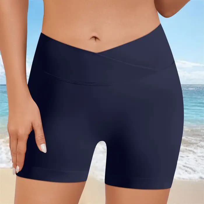 Short de bain amincissant taille haute pour femme