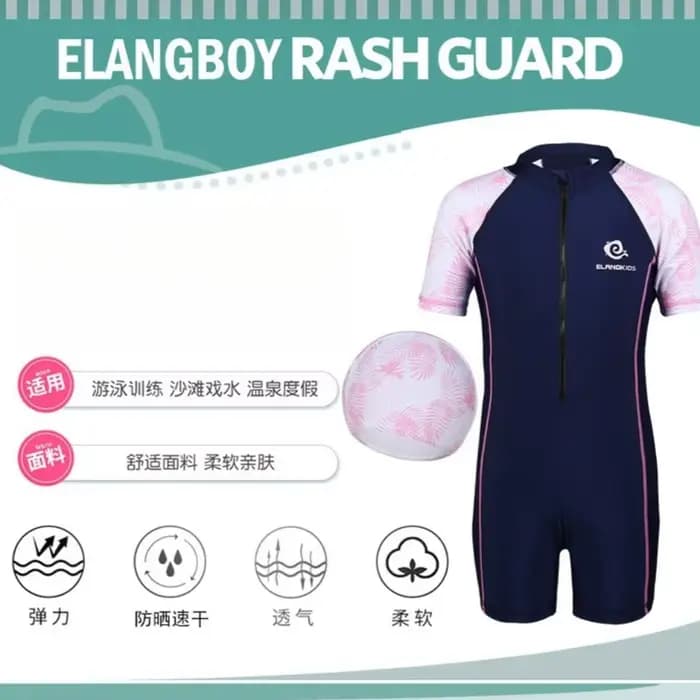 Maillot de bain enfant fille fermeture éclair une pièce costume enfants crème solaire séchage rapide à manches courtes