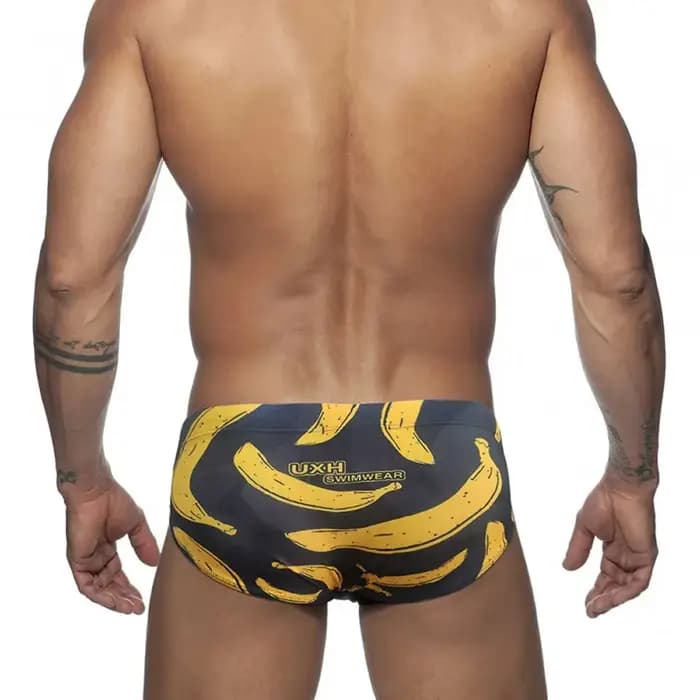 Slip de bain amusant imprimé banane pour hommes
