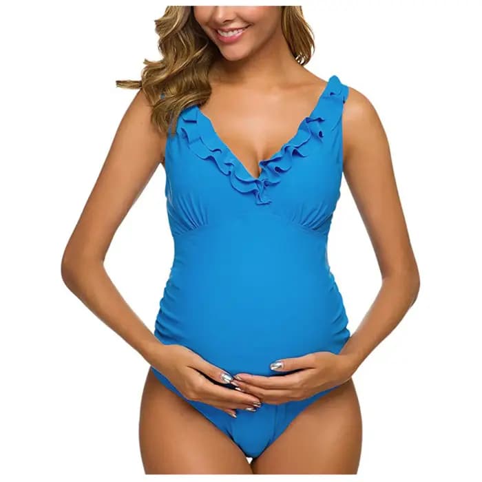 Maillot de bain une pièce taille haute pour femme en nylon avec coussinet de poitrine sans armatures pour la natation