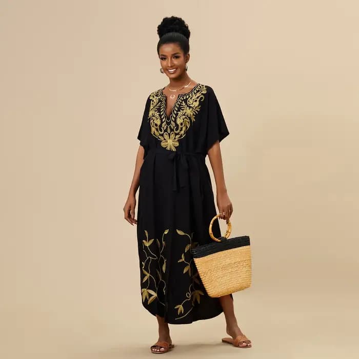 Maillot de bain brodé caftan robes tenue d'été pour femmes