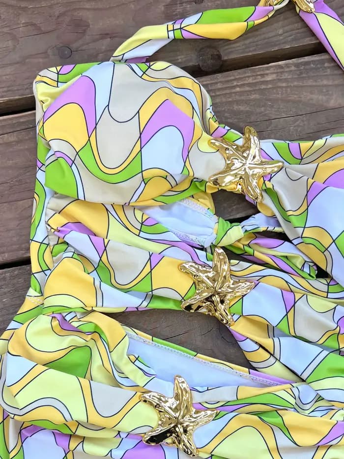 Ensemble de bikini étoile de mer avec jupe pour femme