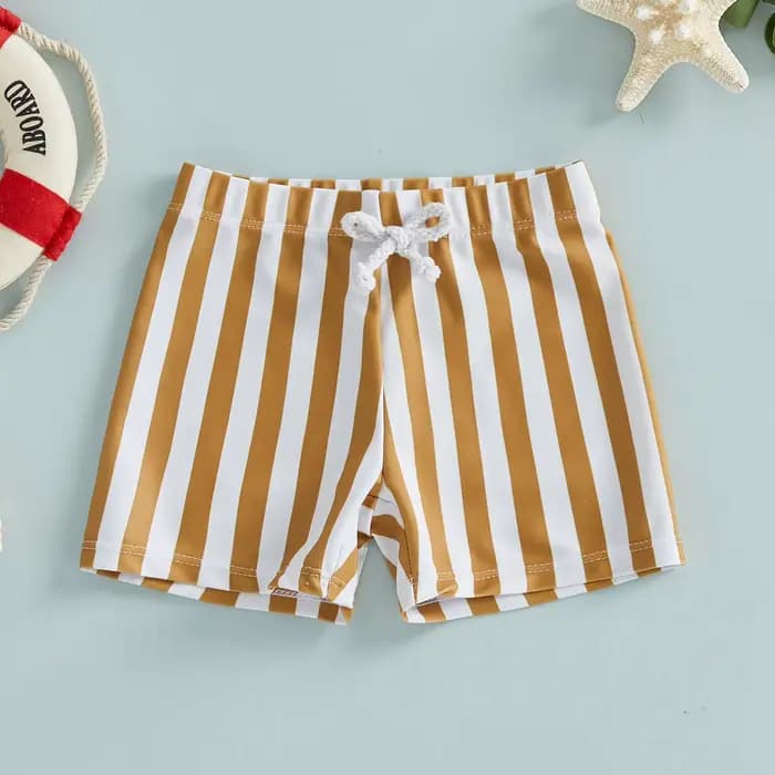 Maillot de bain pour bébés garçons, imprimé à rayures, taille élastique, short de plage, short de planche pour enfants