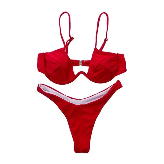 Maillot de bain sexy pour femme, ensemble deux pièces, couleur unie, push-up, style bandeau Y2K, maillot de bain pour femme