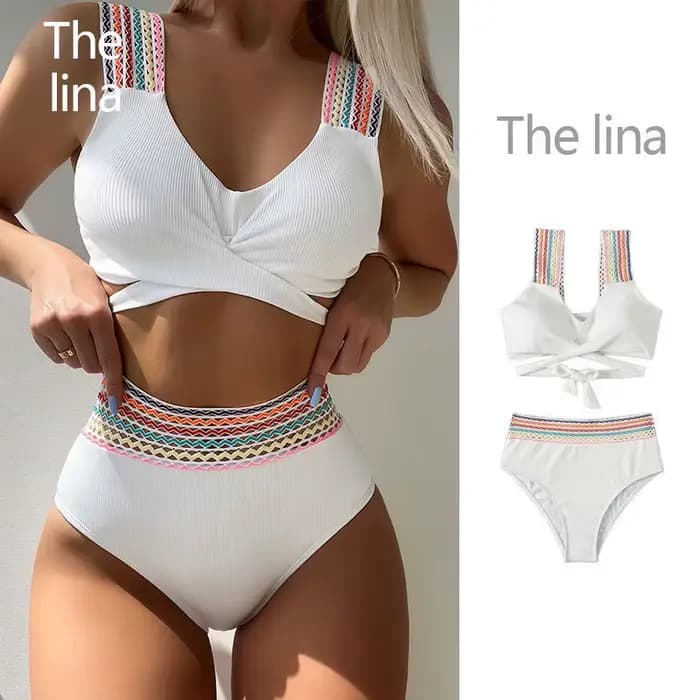 2025 Sexy brésilien Bikini ensemble taille haute noir imprimé femmes maillots de bain Push Up Bikinis maillot