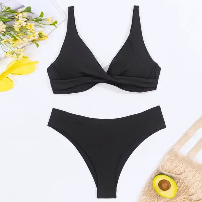 Femmes taille basse Bikini ensemble Sexy Push Up deux pièces rayé maillots de bain