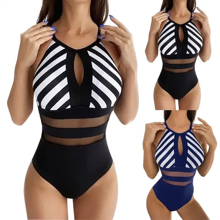 Maillot de bain une pièce dos nu pour femmes, Vintage, maille épissure, body de natation, sport, vêtements de plage, d'été