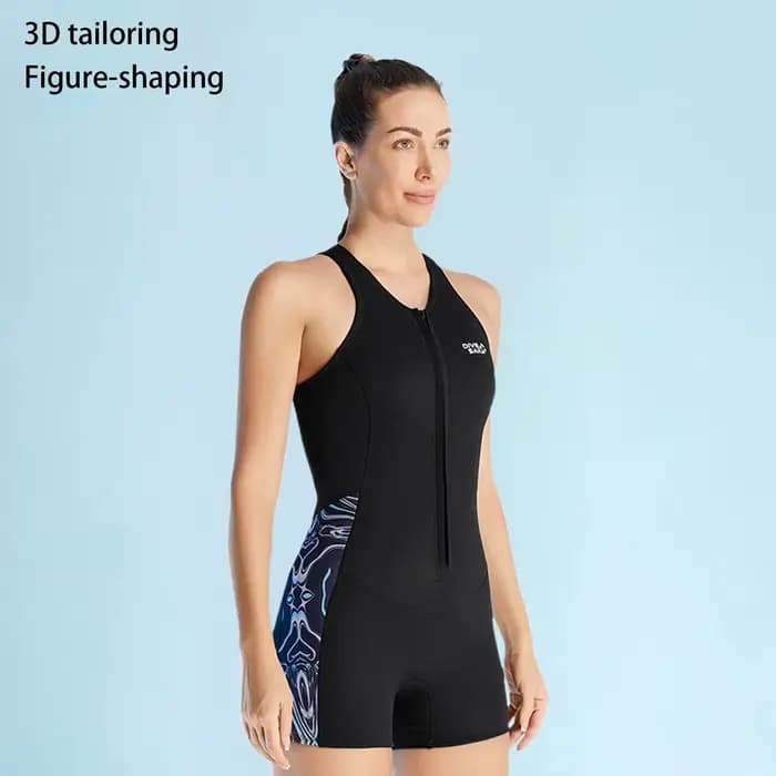 Combinaison une pièce pour femmes, maillot de bain une pièce en néoprène de 2mm, combinaison courte de plongée avec devant pour la natation et la plongée