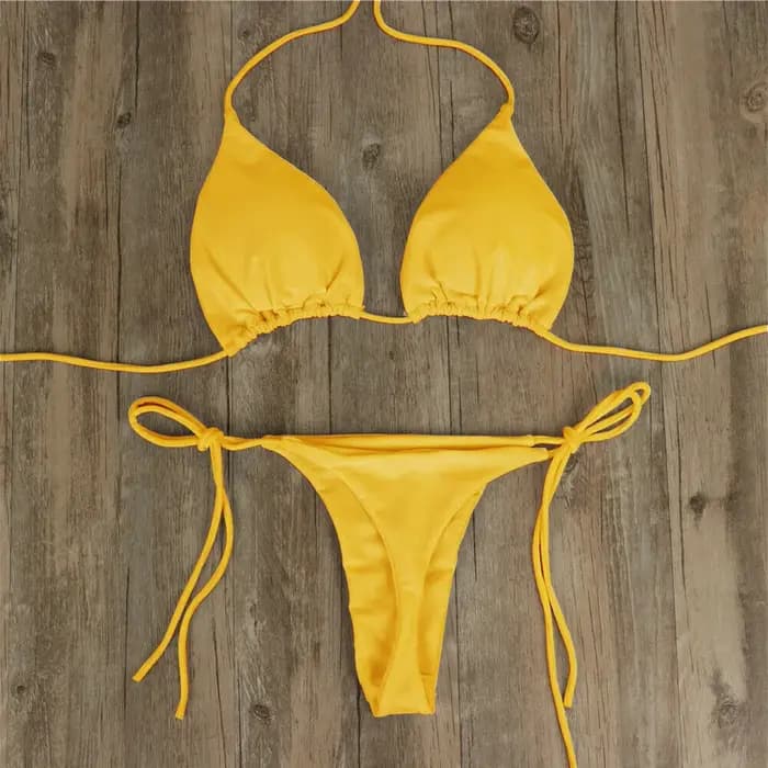 Femmes string Bikini ensemble côté cravate Sexy maillot de bain Style bandeau