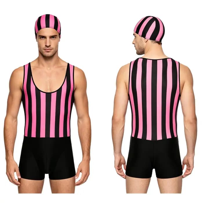 Maillot de bain de course rayé arc-en-ciel pour hommes