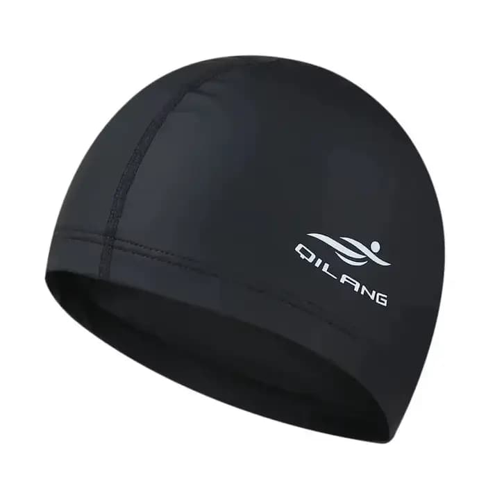 Bonnet de bain adulte imperméable en PU unisexe, couleur unie, pour piscine et plongée, protection des cheveux longs et des oreilles