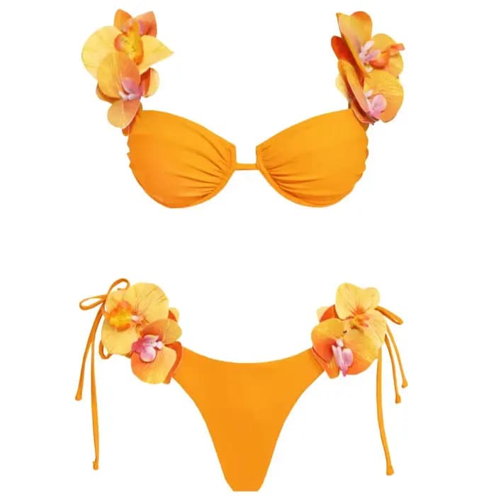 Ensemble bikini fleuri avec jupe, maillot de bain sexy 3 pièces pour femme, maillot de bain push-up,