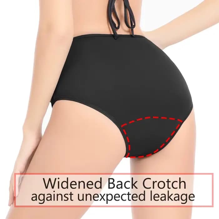 Maillot de bain menstruel 4 couches anti-fuite, bas de Bikini, vêtements de plage absorbants, culotte menstruelle à flux lourd, grande taille