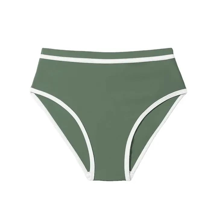 1 pièce Culotte de maillot de bain menstruel pour filles, taille haute, couvrante, style bikini, pour la natation et la plage, color block, été