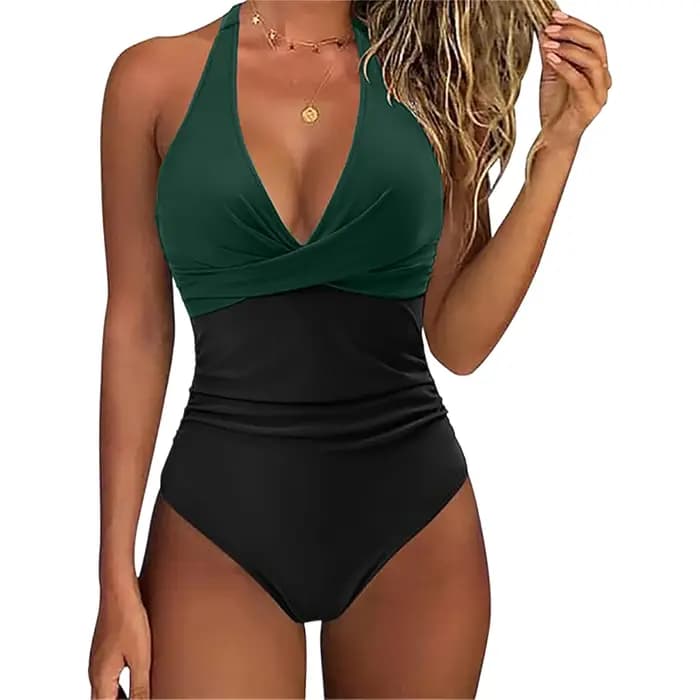 Maillot de bain une pièce sexy à rayures croisées sur le devant