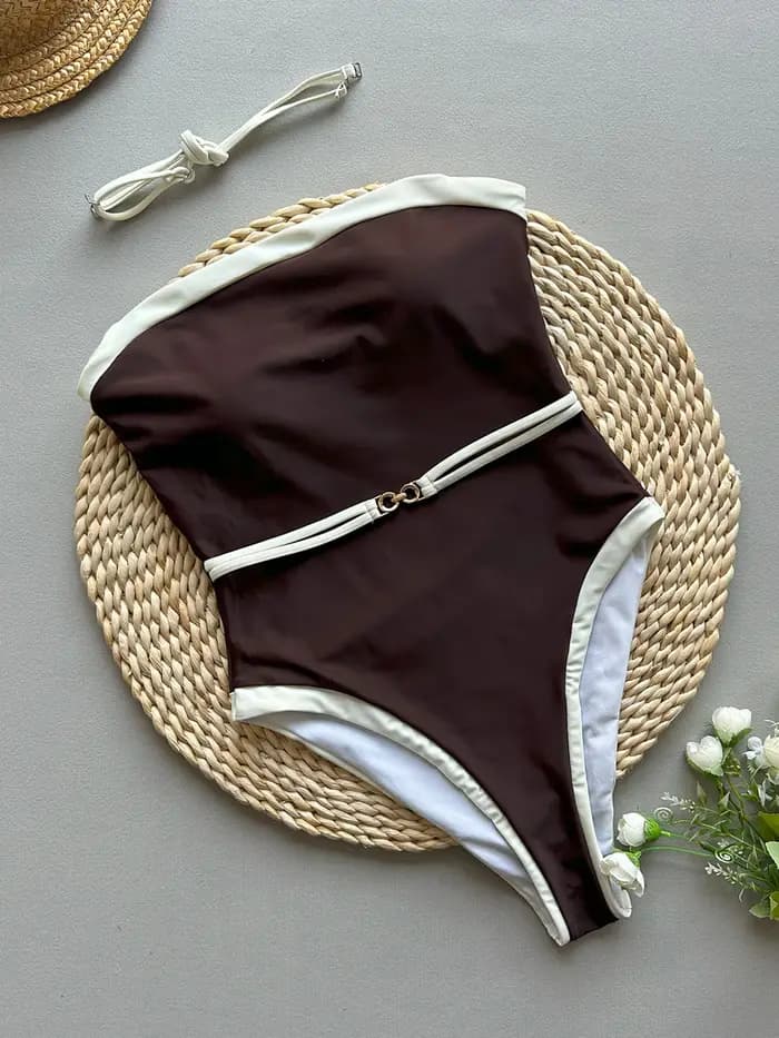 Nouveau Maillot de Bain Bandeau Sexy 2026 pour Femme, Maillot de Bain Une Pièce, Combinaison Patchwork, Monokini, Tenue de Plage