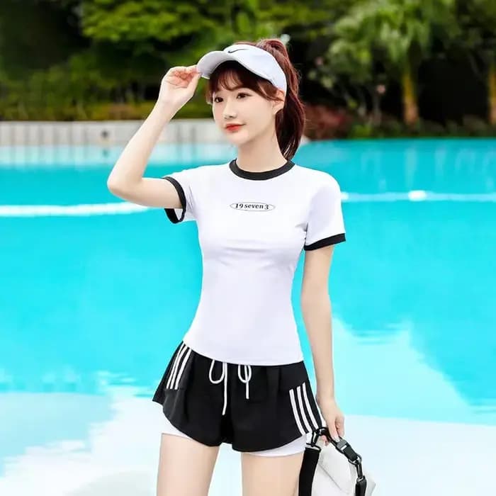 Maillot de bain deux pièces fendu pour femmes, manches courtes, couverture conservatrice, amincissant, sport professionnel, Sexy, printemps chaud