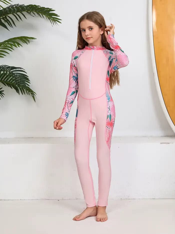 Maillot de bain une pièce à manches longues pour filles