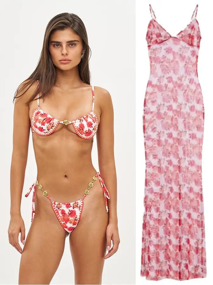 Robe longue de plage imprimée en maille