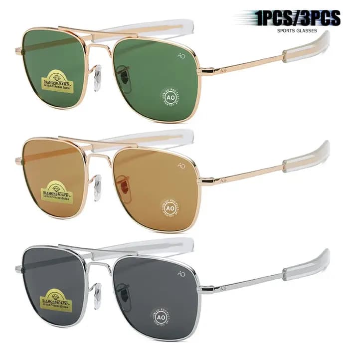 1 pièces/3 pièces pilote mode lunettes hommes Top qualité marque concepteur verre trempé lentille AO