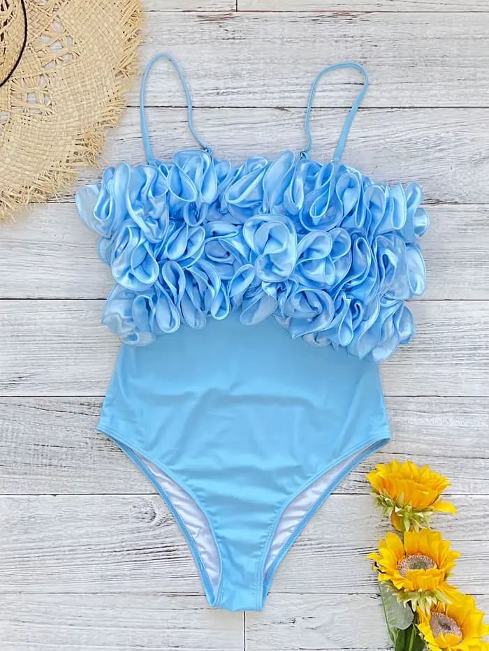 Maillot de bain une pièce sexy noir 2026 avec volants pour femme – Idéal pour l'été