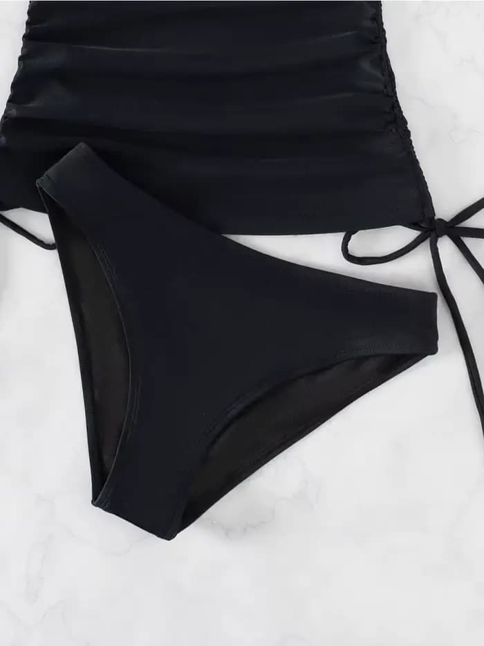 Tankini-Bikini dos nu à lacets pour femme