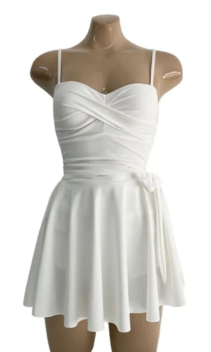Maillot de bain Triangle une pièce blanc, flatteur, amincissant, jupe conservatrice pour femmes, Design, tissu en Nylon de couleur Pure, maillots de bain