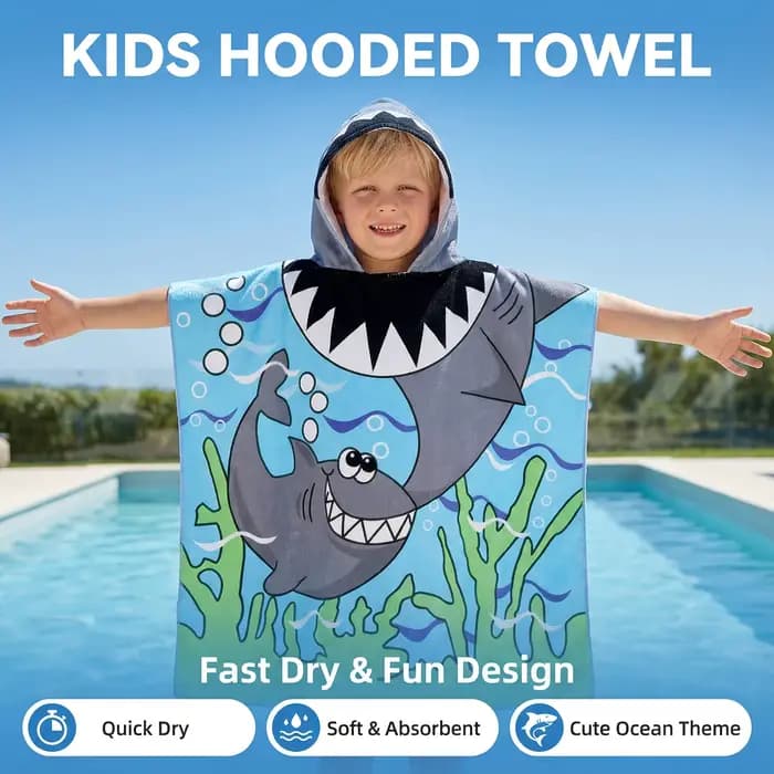 Cape de bain à capuche pour enfants avec imprimés sirène
