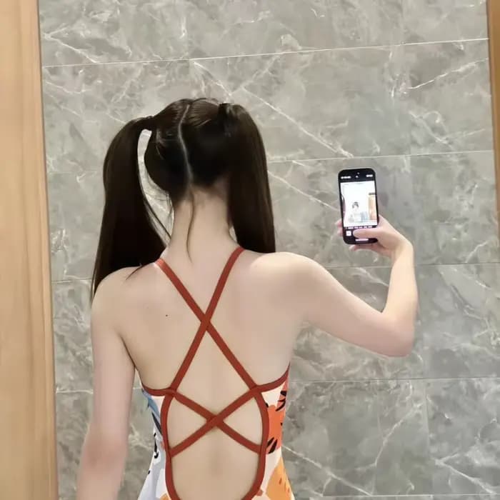 Maillot de bain une pièce pour femmes, imprimé animalier de dessin animé, double doublure avec coussinets, maillot de bain de course