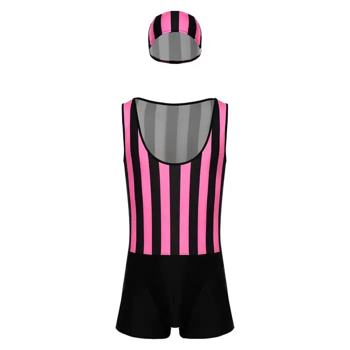 Maillot de bain de course rayé arc-en-ciel pour hommes