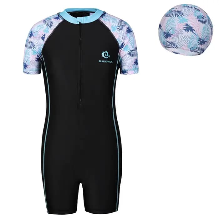 Maillot de bain enfant fille fermeture éclair une pièce costume enfants crème solaire séchage rapide à manches courtes