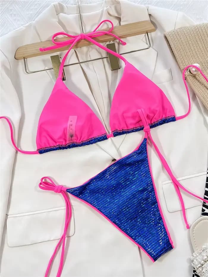 2026 Style brillant maillots de bain femmes Sexy laçage Bikini ensemble maillot de bain Maio Biquini